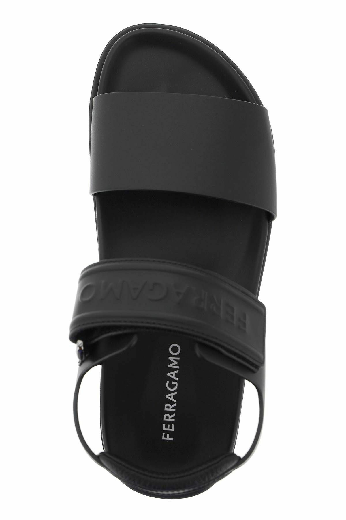 FERRAGAMO double strap sandals with stylish design Black