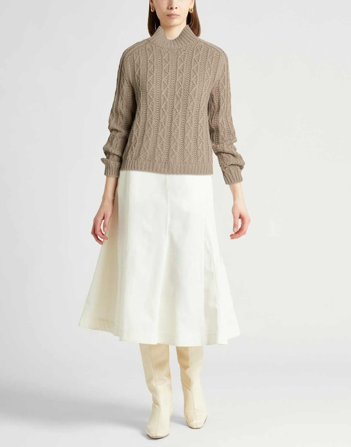 Agnona Womens Turtleneck Taupe