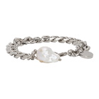 Givenchy Silver Long Pearl Chain Bracelet