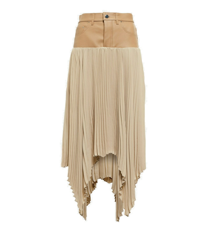 Photo: Amiri - Pleated satin and leather midi skirt