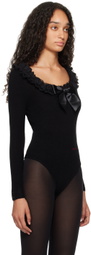 SHUSHU/TONG Black Neck-Embellished Knitwear Bodysuit