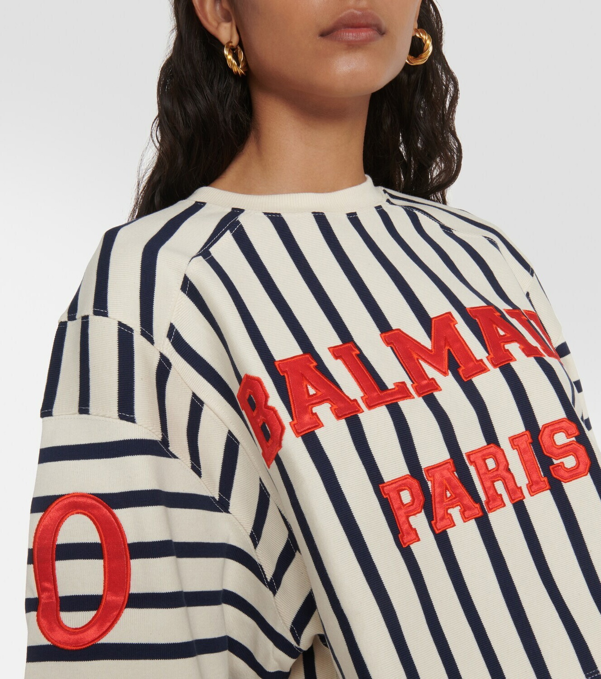Balmain Striped logo cotton cropped T-shirt Balmain