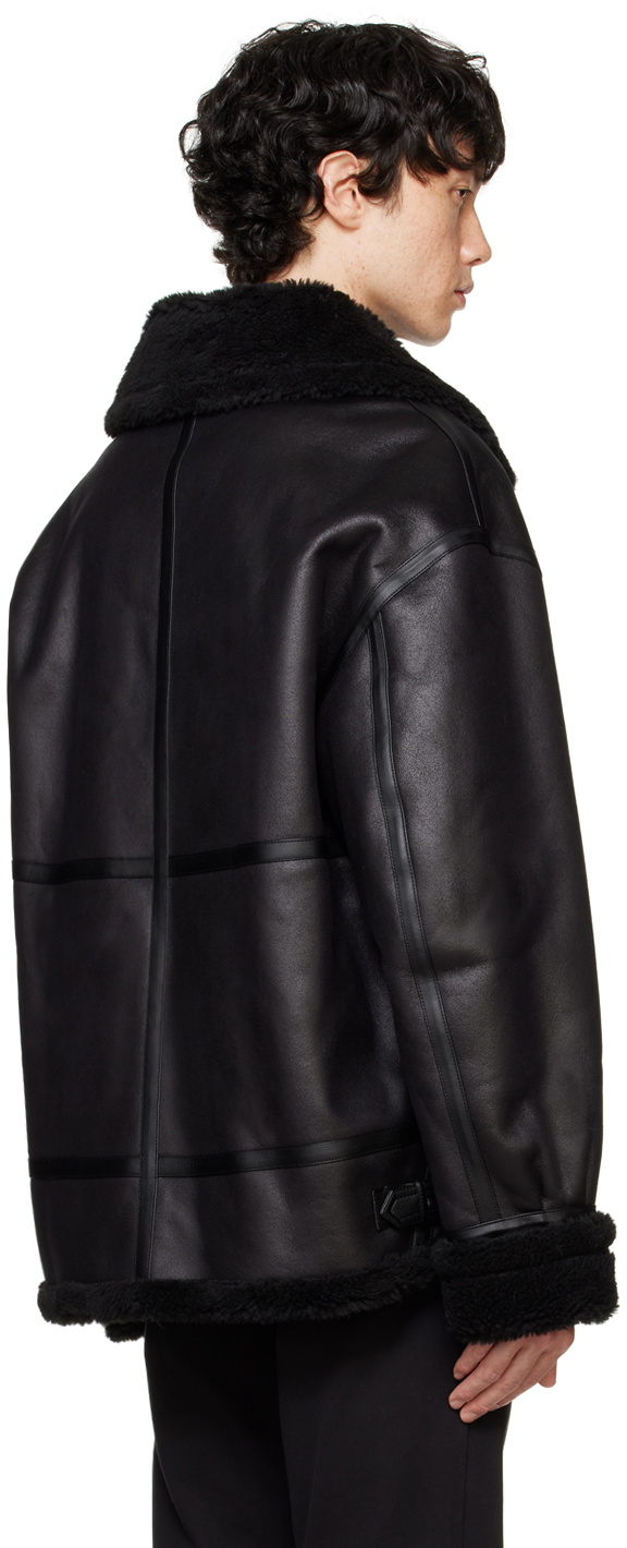 Dunst Black Loose-Fit Faux-Leather Jacket Dunst