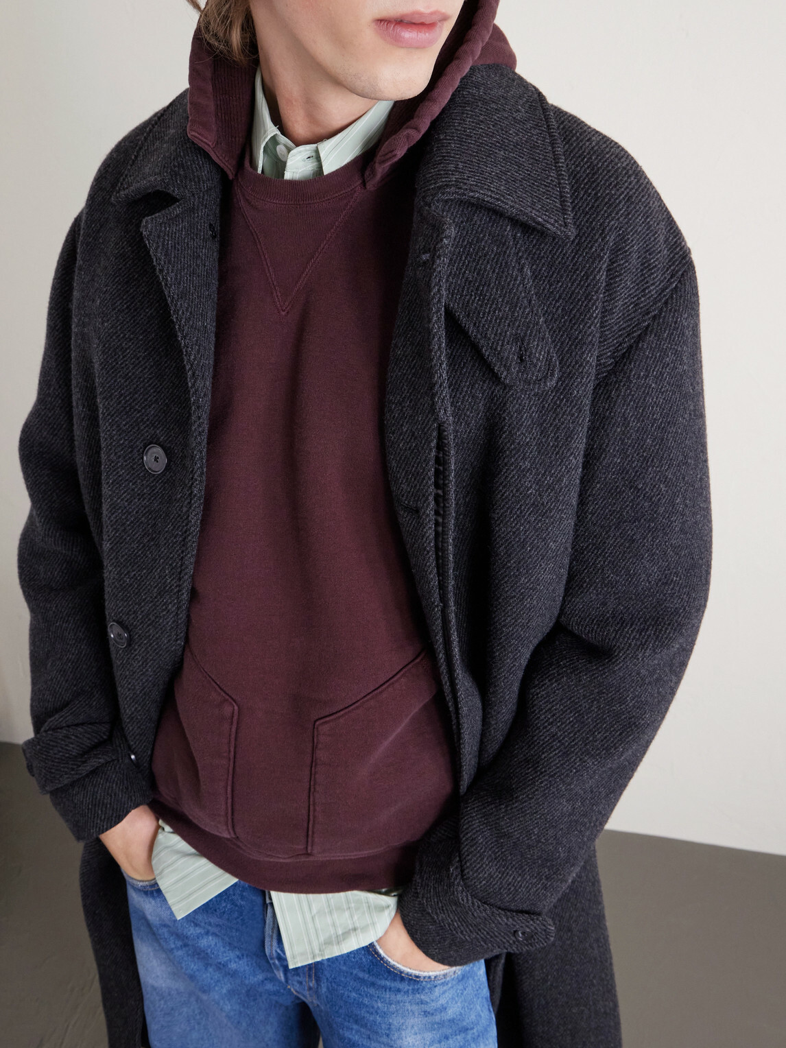 A.PRESSE - Vintage Cotton-Jersey Hoodie - Burgundy