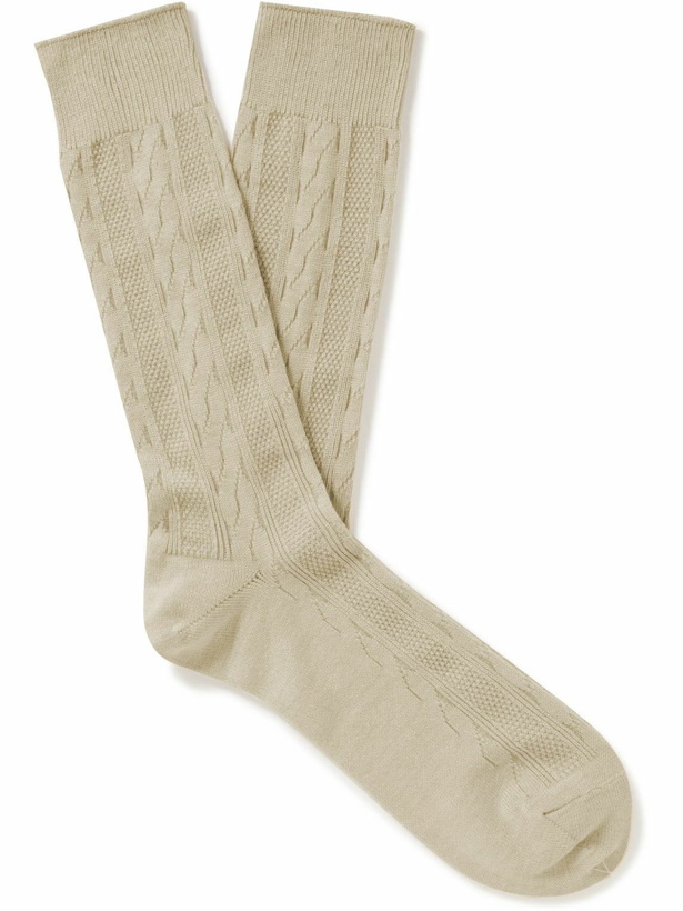 Photo: Mr P. - Cable-Knit Cotton-Blend Socks