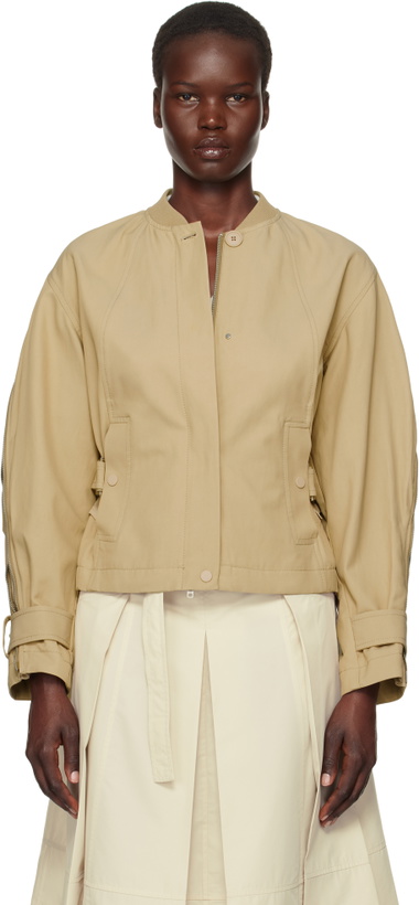 Photo: 3.1 Phillip Lim Khaki Zip Cocoon Back Bomber Jacket