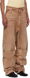 Y/Project Brown Draped Cuff Jeans