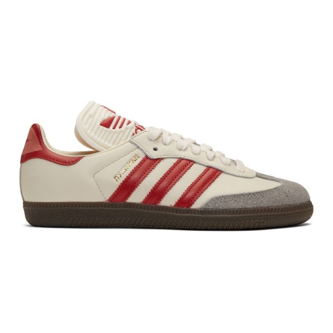 Photo: adidas Originals Off-White and Red Samba OG Sneakers