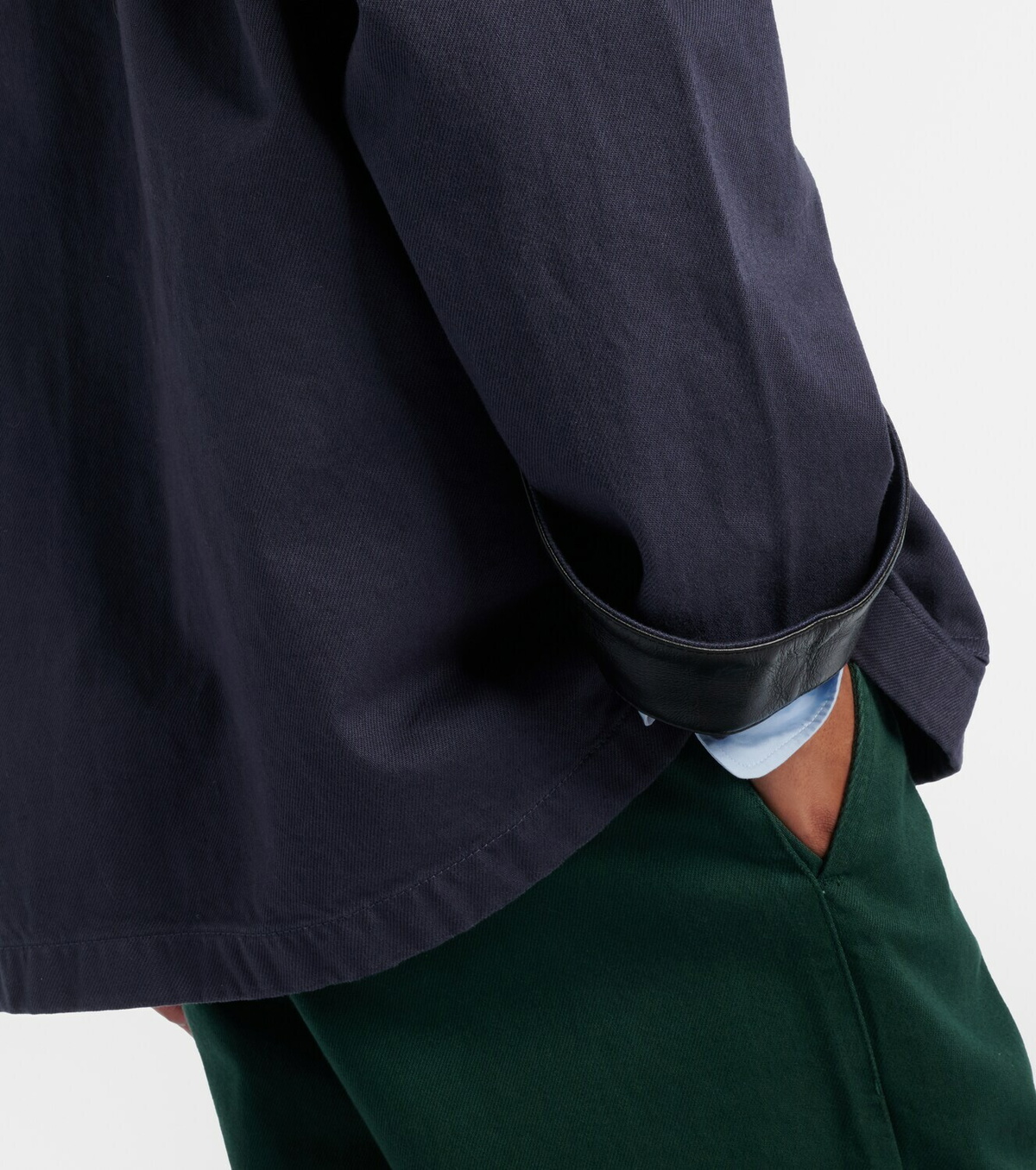 Miu Miu Leather-trimmed oversized cotton gabardine jacket