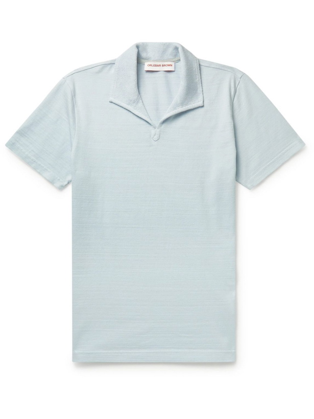 Photo: Orlebar Brown - Albert Terry-Trimmed Cotton-Jersey Polo Shirt - Blue