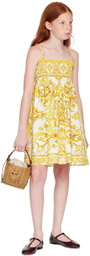 Dolce&Gabbana Kids White & Yellow Majolica Print Dress