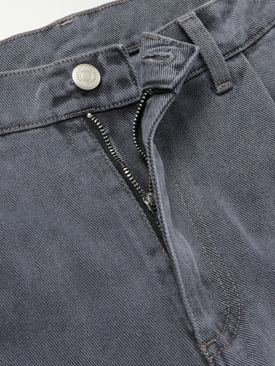 mfpen - Star Rivet Wide-Leg Pleated Organic Denim Shorts - Gray