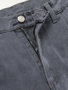 mfpen - Star Rivet Wide-Leg Pleated Organic Denim Shorts - Gray