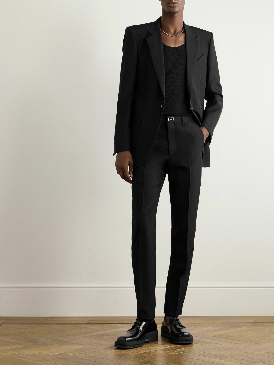Givenchy - Tapered Logo-Embellished Wool Trousers - Black