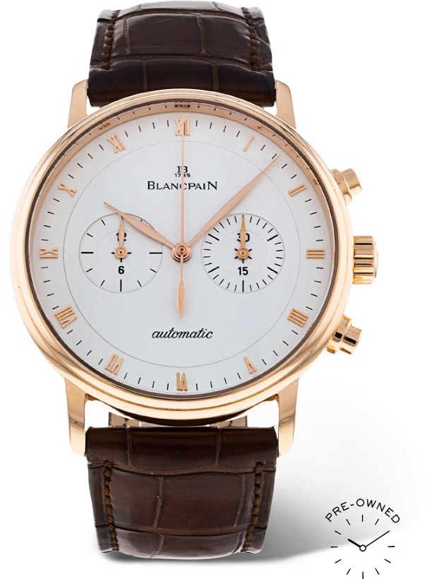 Photo: BLANCPAIN - Pre-Owned 2007 Villeret Automatic Chronograph 40mm 18-Karat Rose Gold and Alligator Watch, Ref. No. 4082-3642-55B