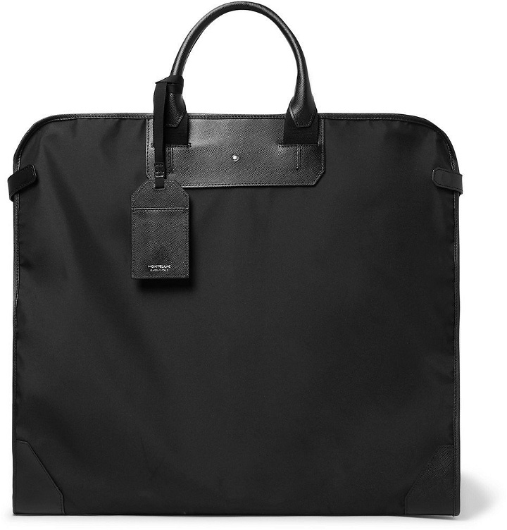 Photo: Montblanc - Sartorial Cross-Grain Leather-Trimmed Shell Garment Bag - Black