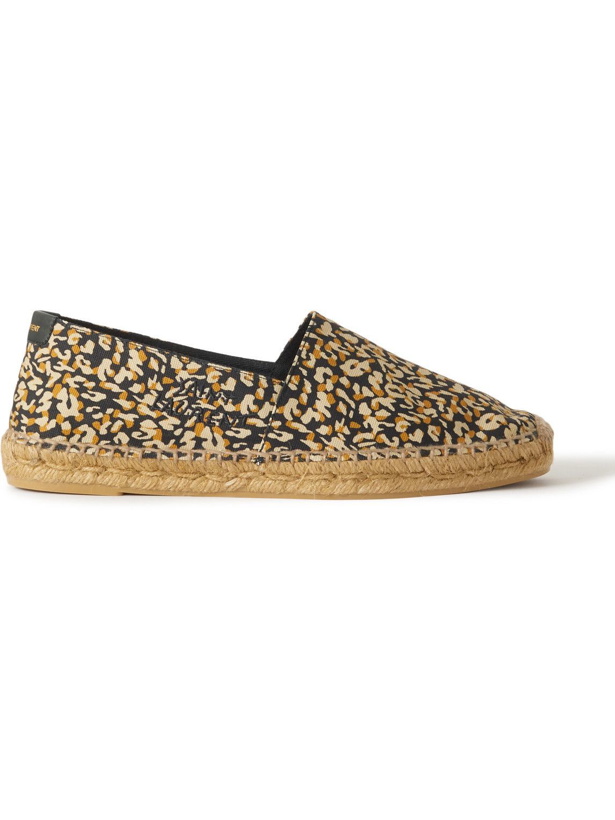 Photo: SAINT LAURENT - Leather-Trimmed Leopard-Print Cotton-Canvas Espadrilles - Brown