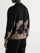 YMC - Rat Pack Floral Wool-Jacquard Cardigan - Black