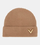 Valentino Ribbed-knit embellished cashmere beanie