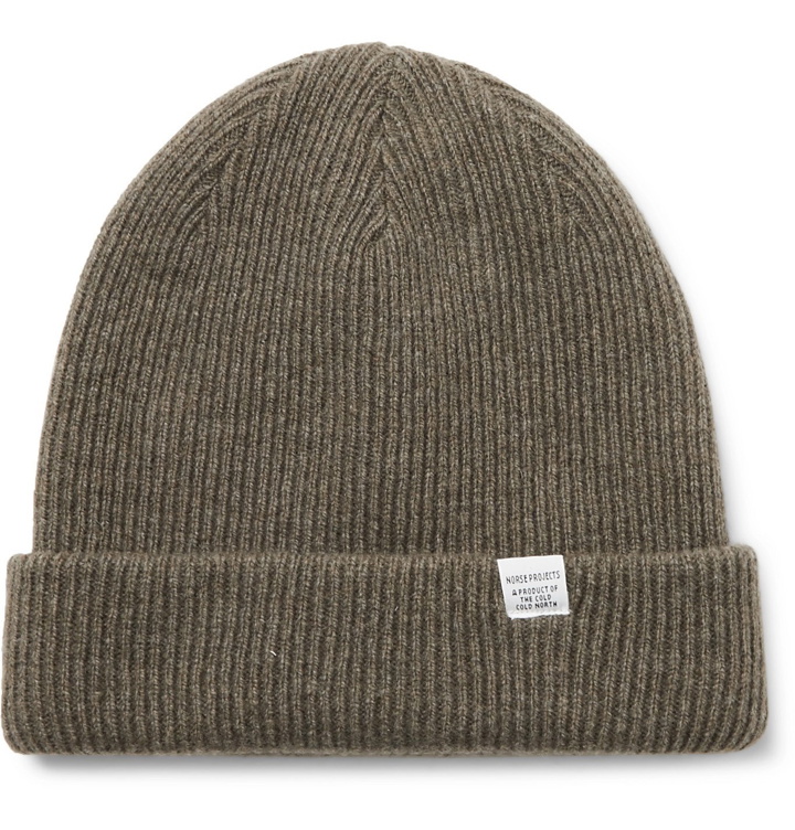 Photo: Norse Projects - Ribbed Mélange Merino Wool Beanie - Green