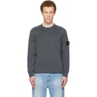 Stone Island Gray 5100033 Plated Rib Cotton Bouclé Sweater