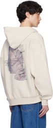 Izzue Beige Graphic Print Zip Hoodie