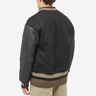 FrizmWORKS Men's Leather Varsity Jacket in Black