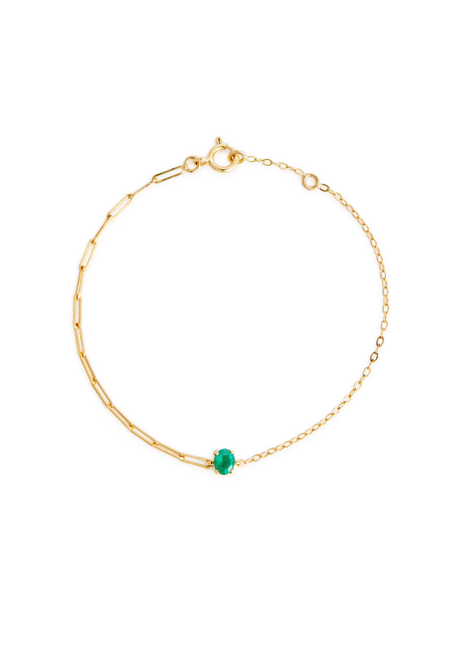 Yvonne Leon Solitaire Emerald 18kt Gold Bracelet - Green - One Size