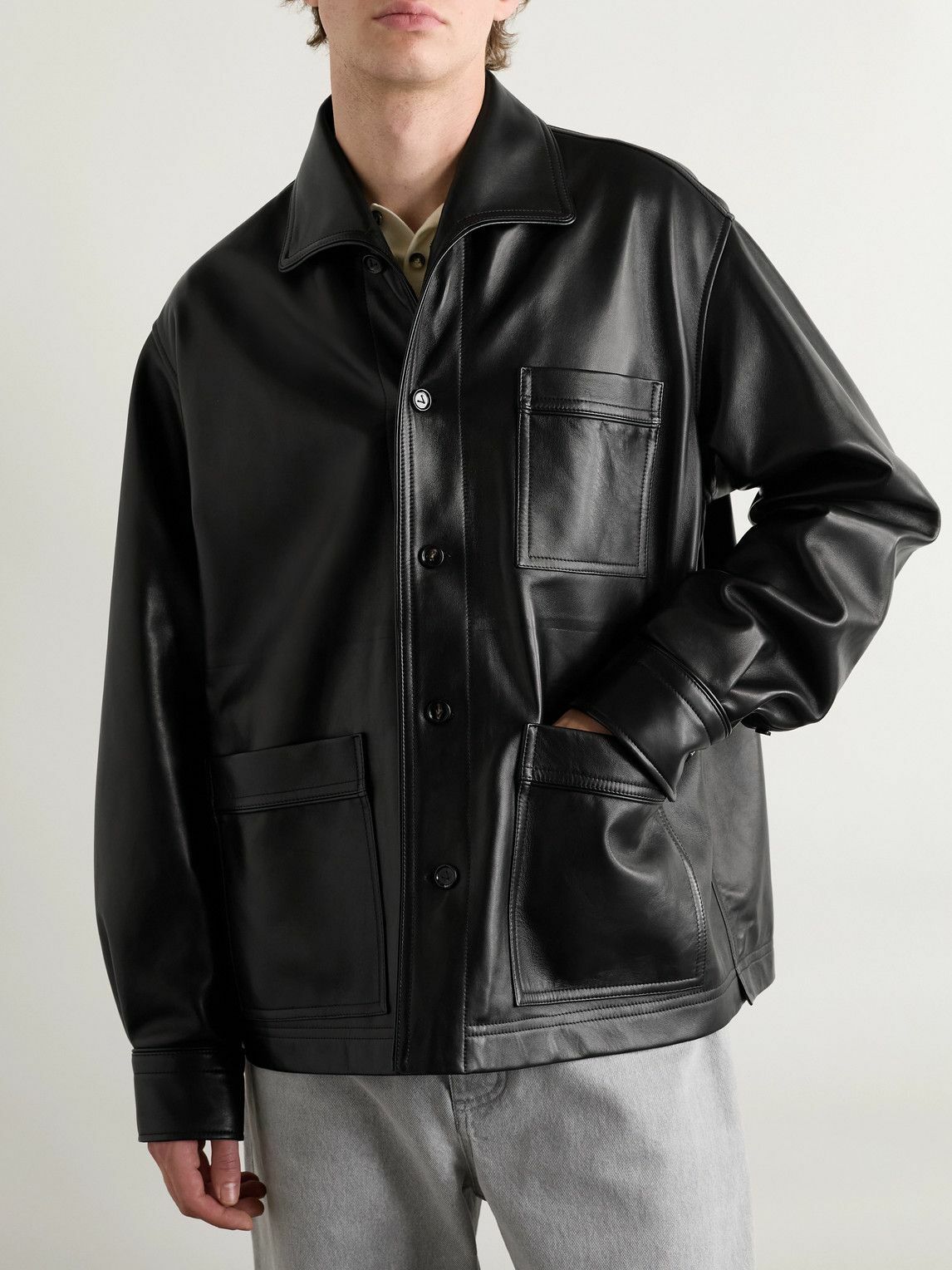 Bottega Veneta - Leather Overshirt - Black
