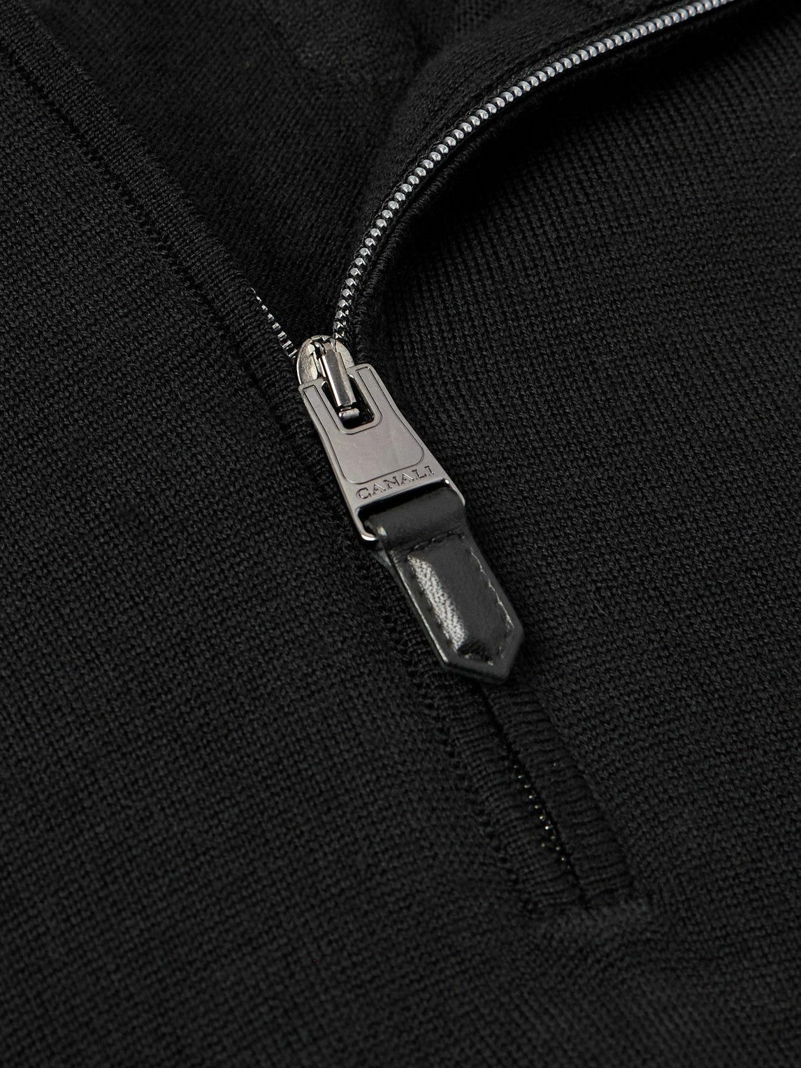 Canali - Slim-Fit Wool Half-Zip Sweater - Black