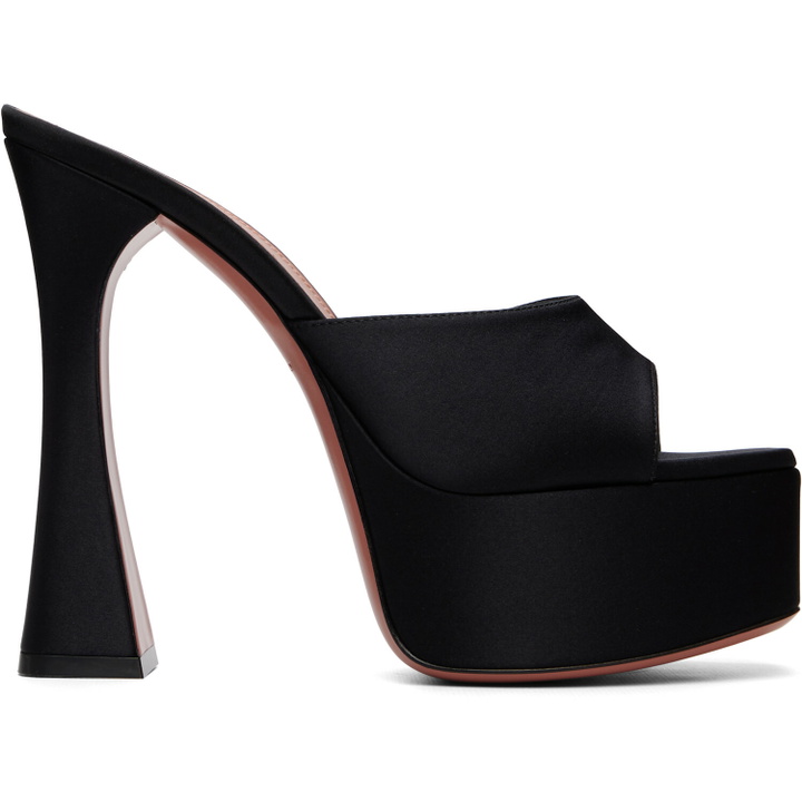 Photo: Amina Muaddi Black Dalida Plateau Slipper 140 Heeled Sandals