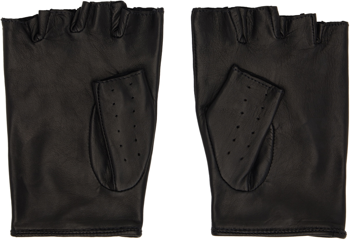 Ernest W. Baker Black Open Finger Driving Gloves