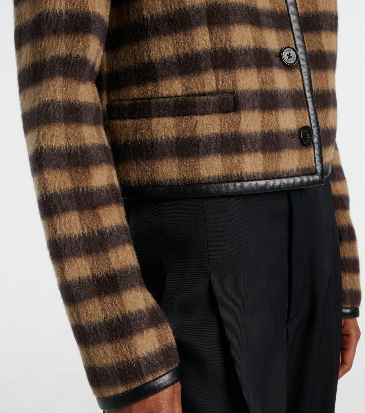 Proenza Schouler Checked leather-trimmed wool-blend jacket