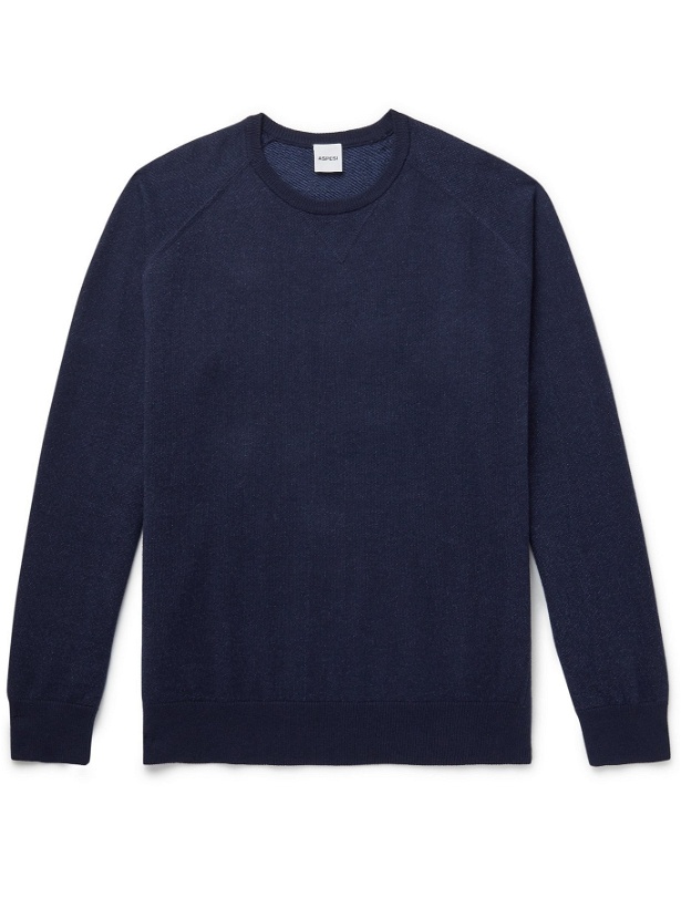 Photo: ASPESI - Cotton, Cashmere and Wool-Blend Jersey Sweater - Blue - IT 46