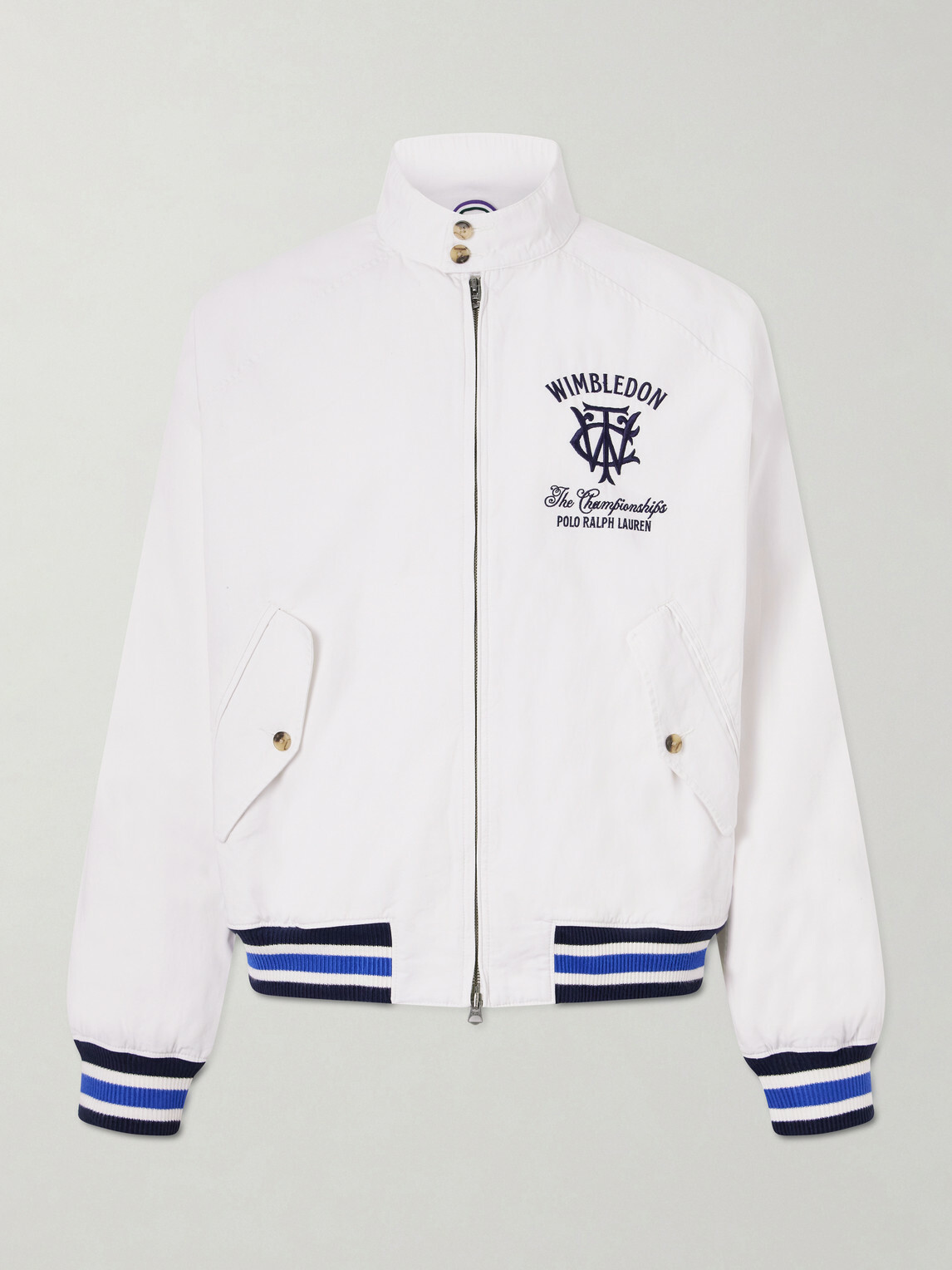 Polo Ralph Lauren - Wimbledon Logo-Embroidered Striped Cotton Blouson Jacket - White