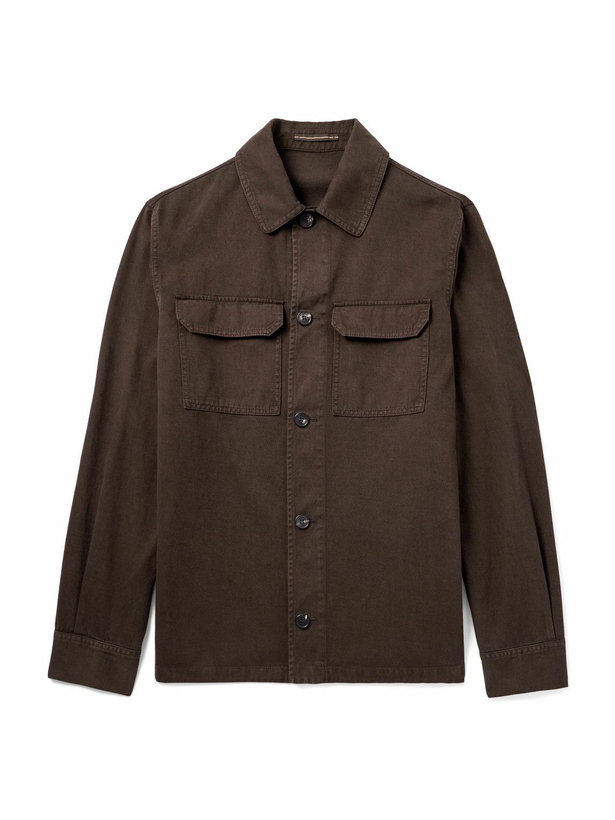 Photo: Incotex - Cotton and Cashmere-Blend Overshirt - Brown