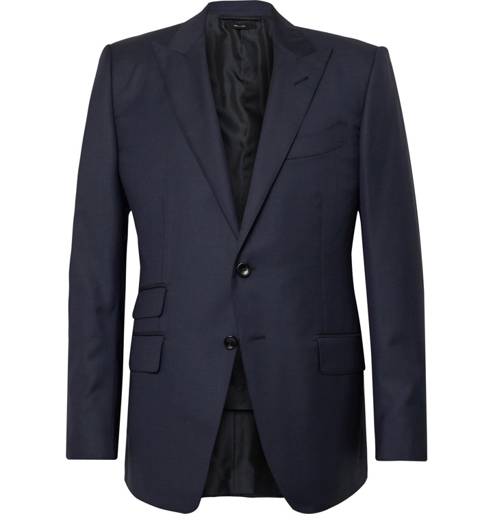 Photo: TOM FORD - Navy O'Connor Slim-Fit Super 110s Wool-Sharkskin Suit Jacket - Blue