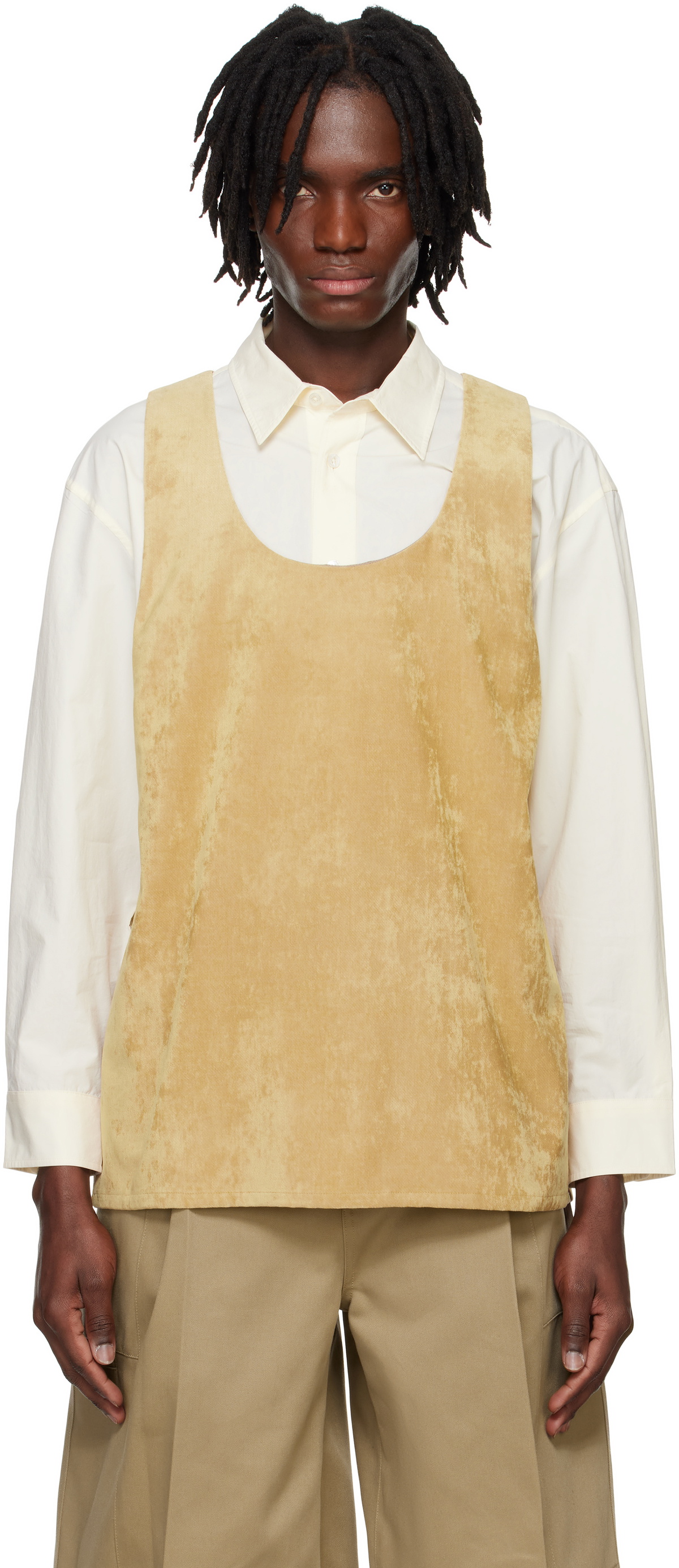 System Beige Velvet Tank Top