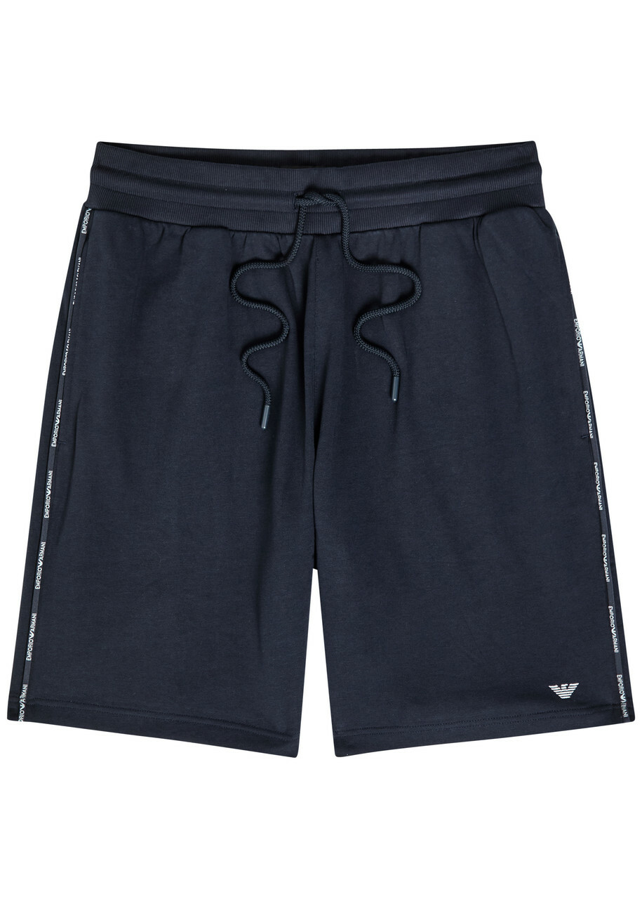 Emporio Armani Logo Cotton-blend Shorts Navy