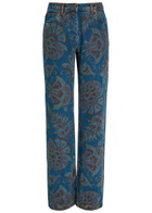 Etro Floral-print Straight-leg Denim Jeans Multicoloured