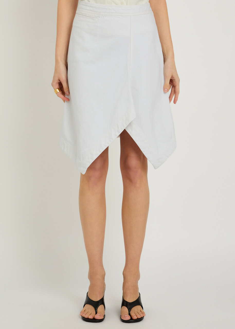 Lemaire Asymmetric Denim Mini Skirt Off White