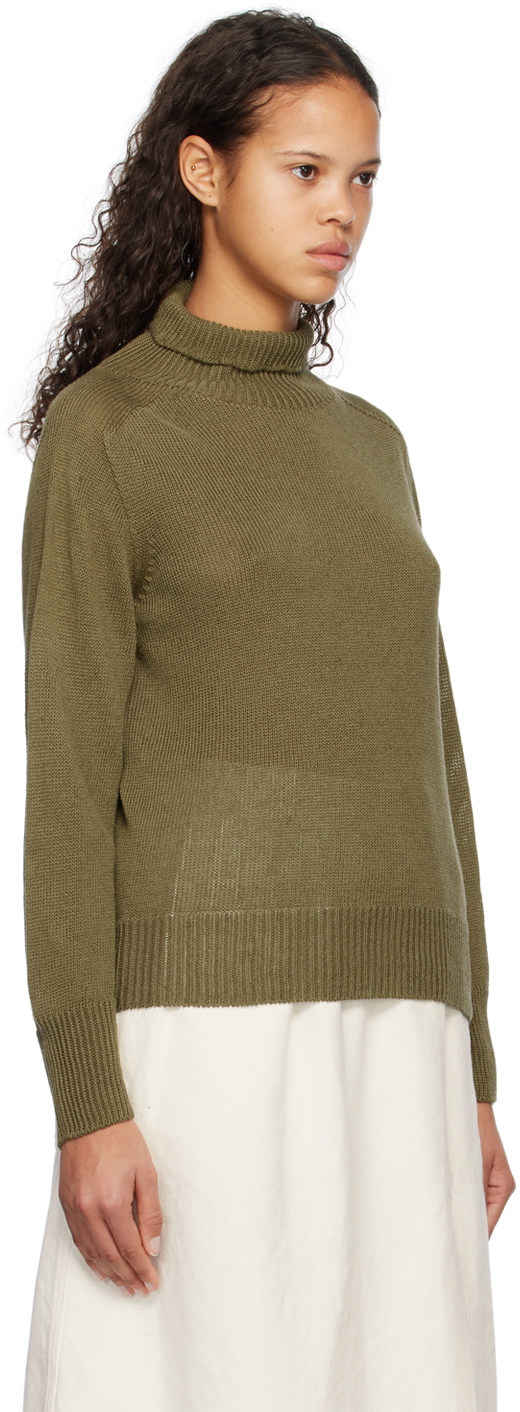 Margaret Howell Khaki Lightweight Turtleneck