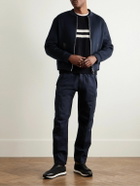 Yves Salomon - Leather-Trimmed Wool and Cashmere-Blend Felt Bomber Jacket - Blue