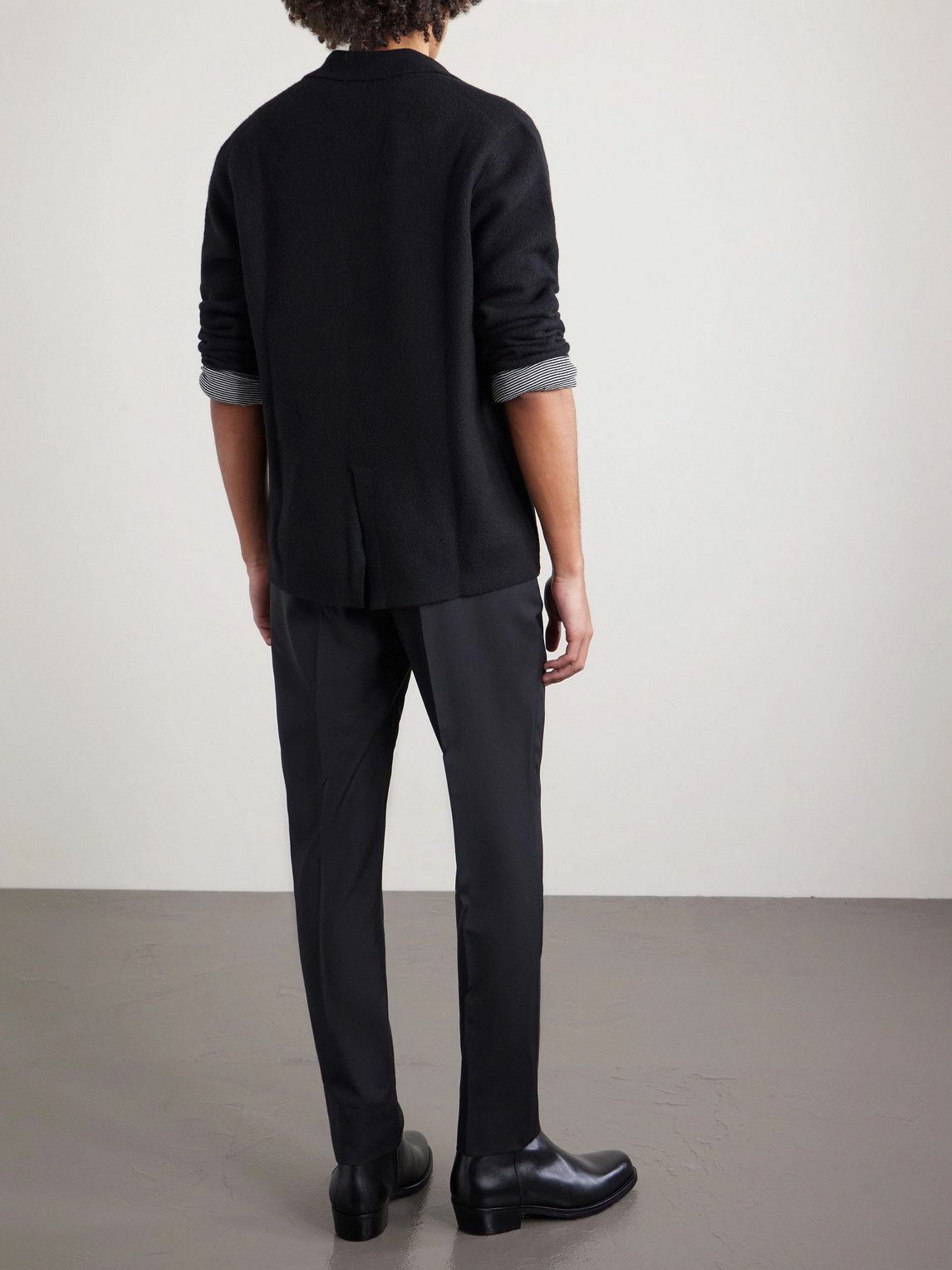Officine Générale - Drew Tapered Pleated Wool-Twill Trousers - Black
