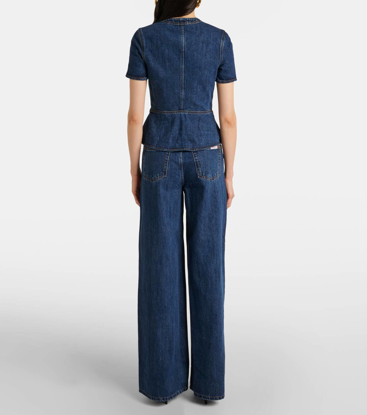 Self-Portrait Wide-leg denim jumpsuit Self-Portrait