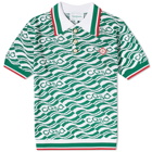 Casablanca Men's Flying Flag Knit Polo Shirt in Green