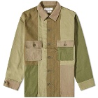 FDMTL Men's Boro Patchwork Shirt in Khaki Rinse