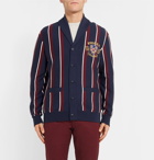 Polo Ralph Lauren - Shawl-Collar Embroidered Striped Cotton-Blend Jersey Cardigan - Men - Navy