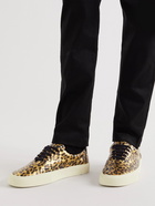 SAINT LAURENT - Venice Leopard-Print Leather Sneakers - Brown