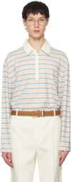 Thom Browne White & Blue Striped Polo